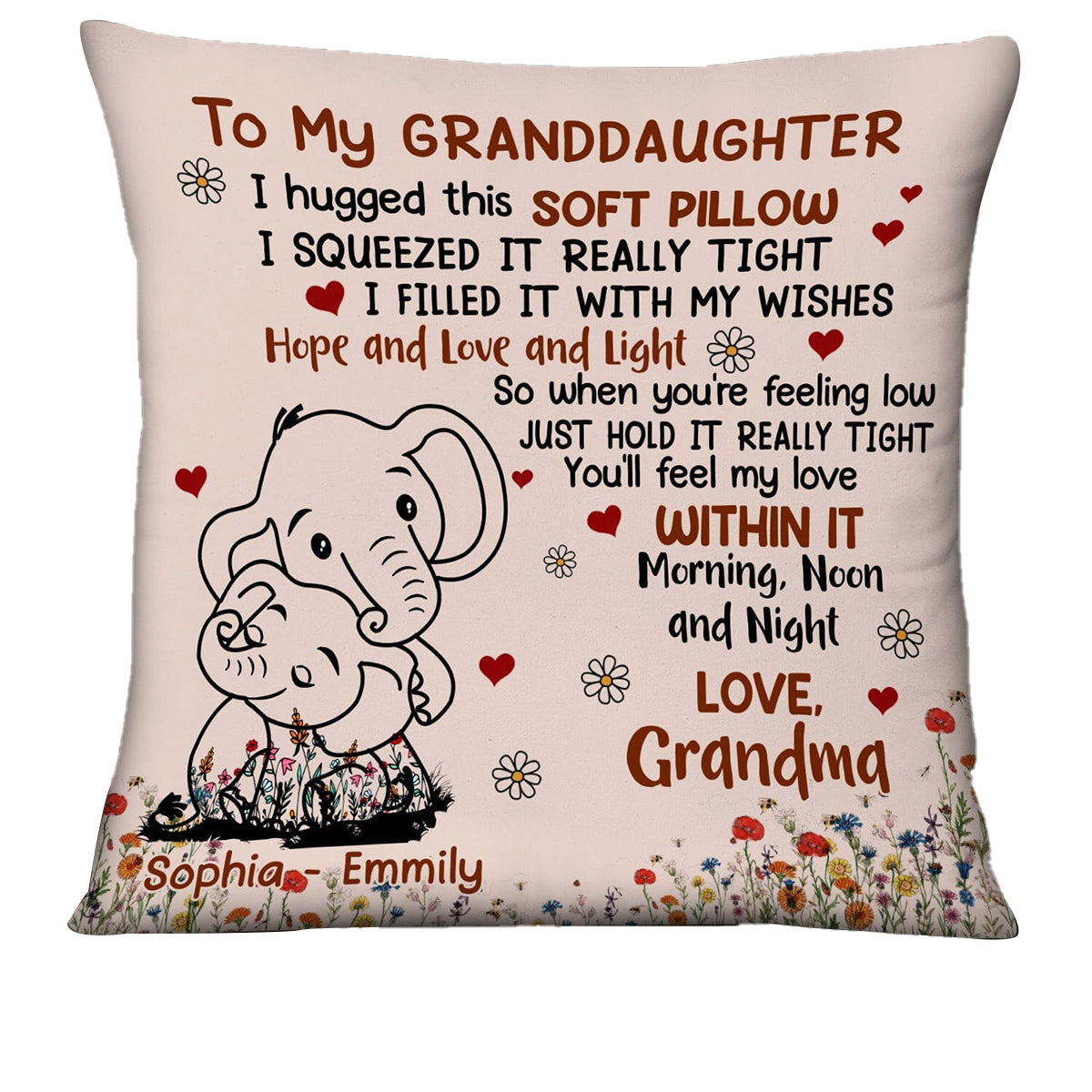 Personalized Elephant To My Daughter Granddaughter Hug This Pillow