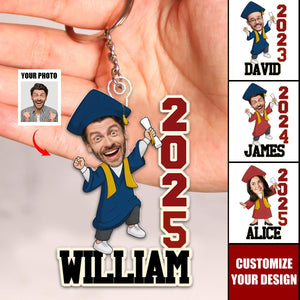 Family Personalized Keychain - Custom Photo Cheers To The Tassel Hustle