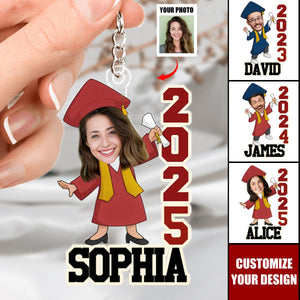 Family Personalized Keychain - Custom Photo Cheers To The Tassel Hustle