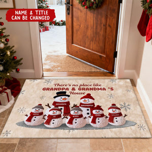 Personalized Snowman Doormat With Grandparents & 1-8 Grandkids Names - Custom Family Christmas Gift For Nana and Papa