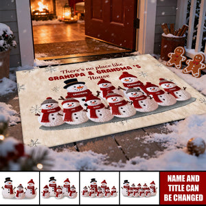 Personalized Snowman Doormat With Grandparents & 1-8 Grandkids Names - Custom Family Christmas Gift For Nana and Papa
