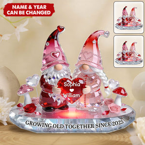 Personalized 3D Effect Dwarf Couple Acrylic Block Plaque With Names & Quote | Romantic Valentine's Day Gift For Soulmates Couple