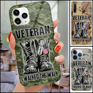 Personalized Veteran Walked The Walk Glass Phone Case