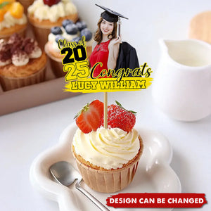 Custom Photo From Cap To Capital - Family Personalized Custom Cake Toppers - Graduation Gift For Brothers, Sisters