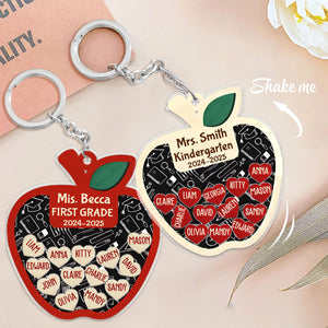 Thank You Teacher Apple - Personalized Shaker Keychain, Back to School Gift