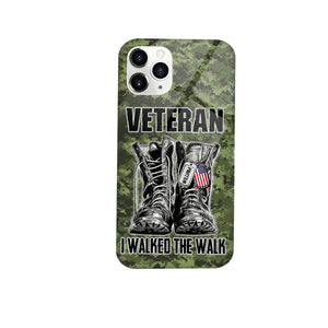 Personalized Veteran Walked The Walk Glass Phone Case