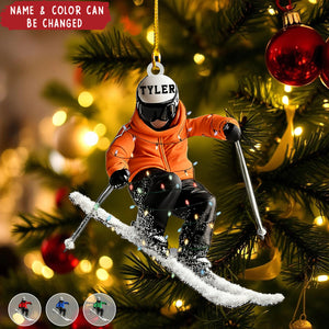 Personalized Downhill Skier Acrylic Ornament With Name Best Christmas Gift For Coach Skiing Lovers
