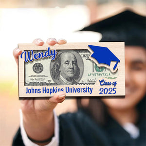 Custom Name Class Of 2025 Graduation Wood Money Holder
