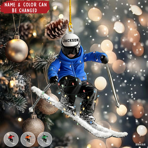 Personalized Downhill Skier Acrylic Ornament With Name Best Christmas Gift For Coach Skiing Lovers