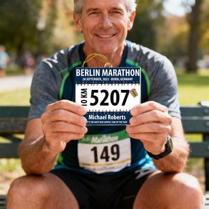 Personalized Race Bib For Runner Ornament With Name Number & Race Info "Finisher's Pride" Christmas Gift For Runner Sports Lover