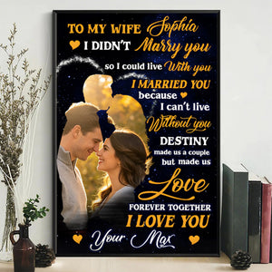 Personalized Night Sky Couples Silhouette Canvas Poster With Name - Anniversary Gift For Wife