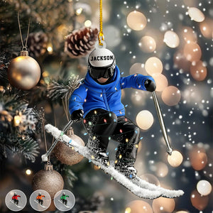 Personalized Downhill Skier Acrylic Ornament With Name Best Christmas Gift For Coach Skiing Lovers