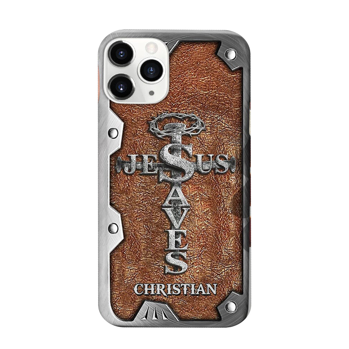 Personalized Name Jesus Saves Christian Gift Believer Gift Leather Texture Phone Case