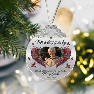 Personalized "Forever In Our Hearts" Photo Glass Ornament With Silver Cap Name & Year Preserve The Eternal Memory Of Loved Ones