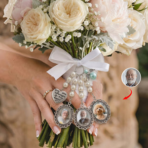 Custom Photo Bouquet Charm - Personalized Memorial Sympathy Gifts For Brides - In Loving Memory