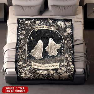 Personalized "Till Death Do Us Part" Gothic Couple Blanket With Names & Year | Unique Anniversary & Valentine's Day Gift For Newlyweds Couple
