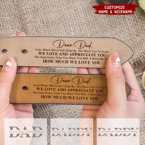 Personalized Engraved Leather Belt Belt - Reminder We Love You For Dad For Men Father's Day Gift