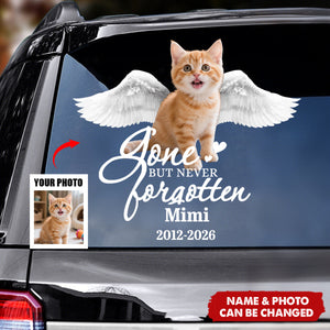 Personalized Full Color Pet Angel Wings Car Window Decal With Photo & Name & Year - Sympathy Keepsake Memorial Gift For Dog And Cat Parents