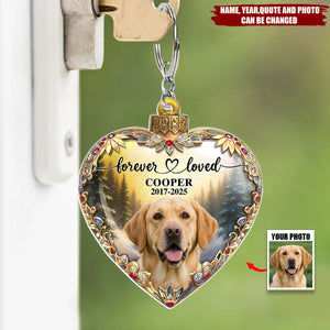 Personalized Pet Photo Acrylic Keychain With Name & Year & Quote | Forever Loved Memorial Dog Cat Family For Dog & Cat Lovers