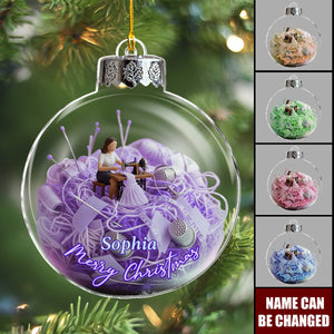 Personalized Love Sewing Clear Ornament With Name - Unique Christmas Decor For Crafter Seamstress Tailor