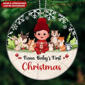 Woodland Animals Baby's First Christmas Personalized Acrylic Ornament