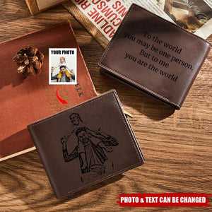Personalized Photo Trifold Zipper Engraved Wallet For Men Father's Day Gift