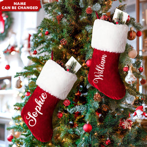 Personalized Red Velvet Christmas Stockings - Custom Name,Christmas Home Decor For Family & Friends