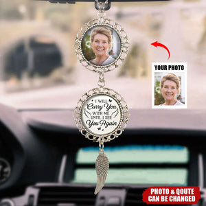 Custom Photo I'm Always With You - Memorial Personalized Custom Metal Car Hanging Ornament With Charm