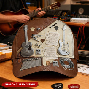 Personalized Guitar Classic Cap With Name | Fashion Items | Unique Music Lover Gift For Guitar Players & Bands