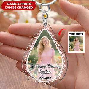 Personalized Photo Memorial Acrylic Keychain With Name & Dates & Quote - Heartfelt Remembrance Sympathy Gift For Loss Of Loved Family