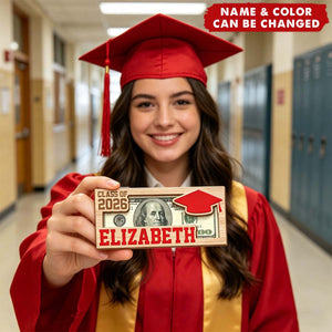 Custom Graduation Wood Money Holder With Name | Gift For Class Of 2026