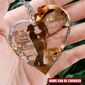 Couple Cowboy And Cowgirl God Blessed - Personalized Cowgirl Transparent Acrylic Keychain