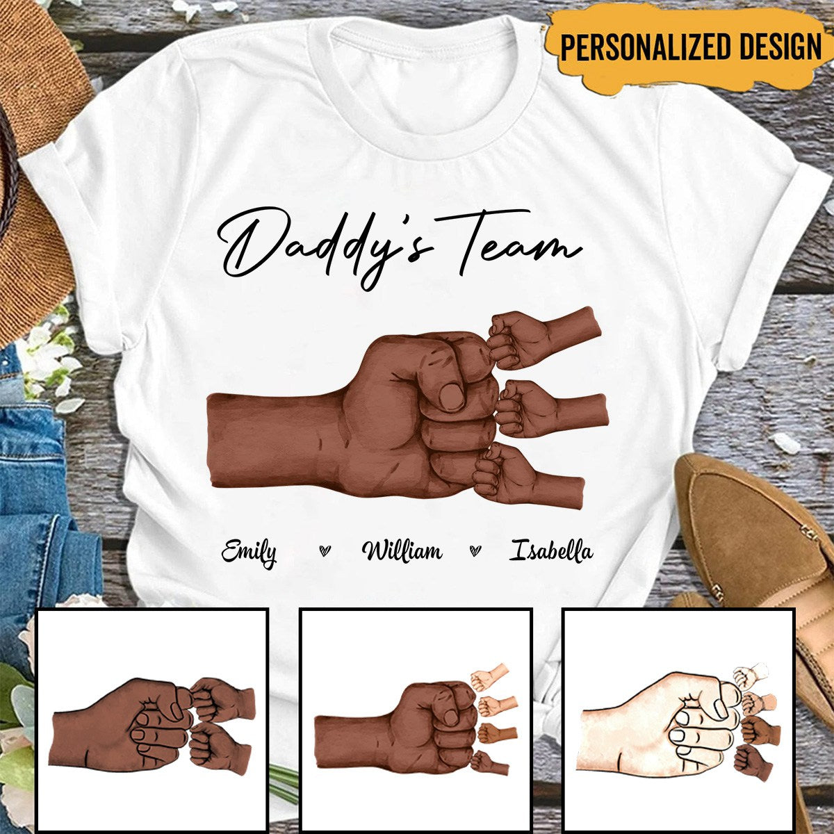 Mother Or Daddy & Kids, Together We're A Team - Personalized T-Shirt - Father's Day Gift, Mother's Day