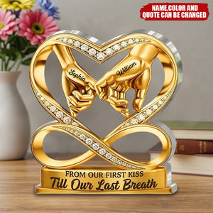 Personalized Linked By Love Acrylic Plaque With Names & Quote & Color | Unique Silver Anniversary Valentine's Day Gift For Wife Husband Couple