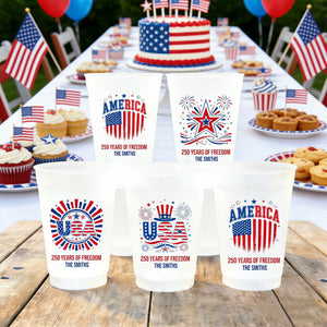 Personalized USA 250th Anniversary Party Cup With Name - Independence Day Decor For Families