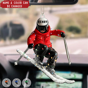 Personalized Downhill Skier Acrylic Ornament With Name Best Christmas Gift For Coach Skiing Lovers
