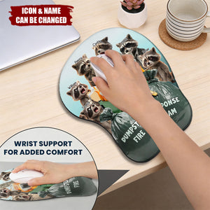 Personalized Raccoon Dumpster Fire Team 3D Mouse Pad With Names & Icons - Funny Office Birthday Gift For Coworkers