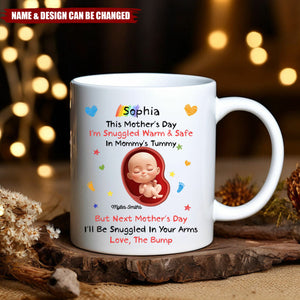 Sending Cuddles From The Inside - Family Personalized Custom Mug - Mother's Day, Baby Shower Gift, Gift For First Mom