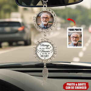 Custom Photo I'm Always With You - Memorial Personalized Custom Metal Car Hanging Ornament With Charm