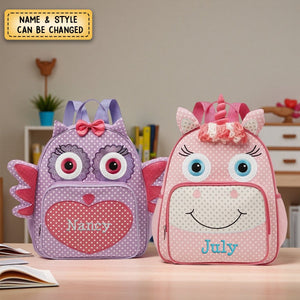 Personalized Embroidery Little Critter Backpacks -Custom Name,Classic Animal & Polka Dot Designs,Perfect Back-To-School Gift For Kids