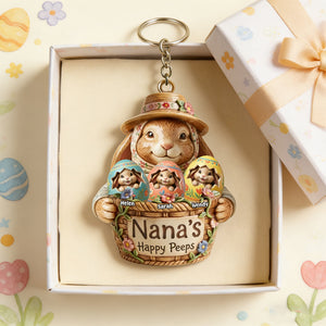 Personalized Bunny Easter Eggs Keychain With Family Names & Egg Color - Creative Mother's Day Easter Egg Hunt Gift For Mom & Grandma
