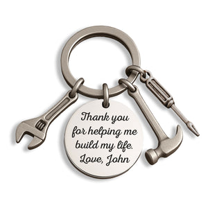 Family Personalized Keychain - Life's Better When Built With You For Dad For Him Father's Day Gift