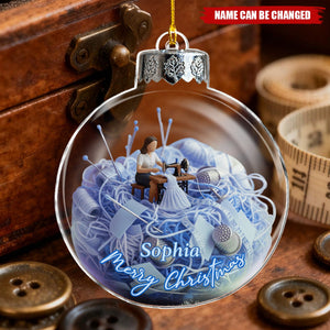Personalized Love Sewing Clear Ornament With Name - Unique Christmas Decor For Crafter Seamstress Tailor