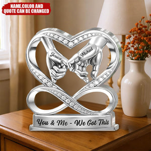 Personalized Linked By Love Acrylic Plaque With Names & Quote & Color | Unique Silver Anniversary Valentine's Day Gift For Wife Husband Couple