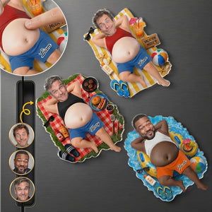 Personalized Photo Fridge Magnet Dad Bod Belly Squishy | Father's Day Funny Gifts For Dad Grandpa
