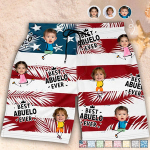 Family Personalized Beach Shorts Custom Photo Best Dad Grandpa Ever For Summer Vibe