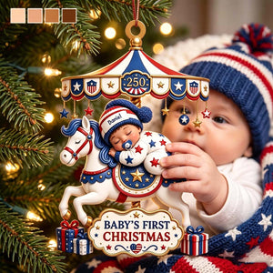 Baby's First Christmas Carousel Horse - Personalized Acrylic Ornament For New Parents