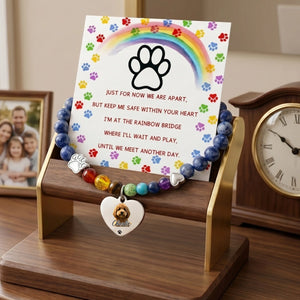 Custom Pet Photo Rainbow Bridge Bracelet With Card | Loved Within My Heart | Dog Cat Loss Sympathy Gift