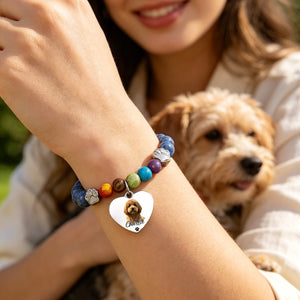 Custom Pet Photo Rainbow Bridge Bracelet With Card | Loved Within My Heart | Dog Cat Loss Sympathy Gift