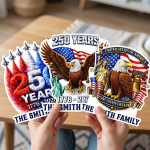 Personalized Eagle Liberty Bell Decal With Family Name - 250th Independence Gift